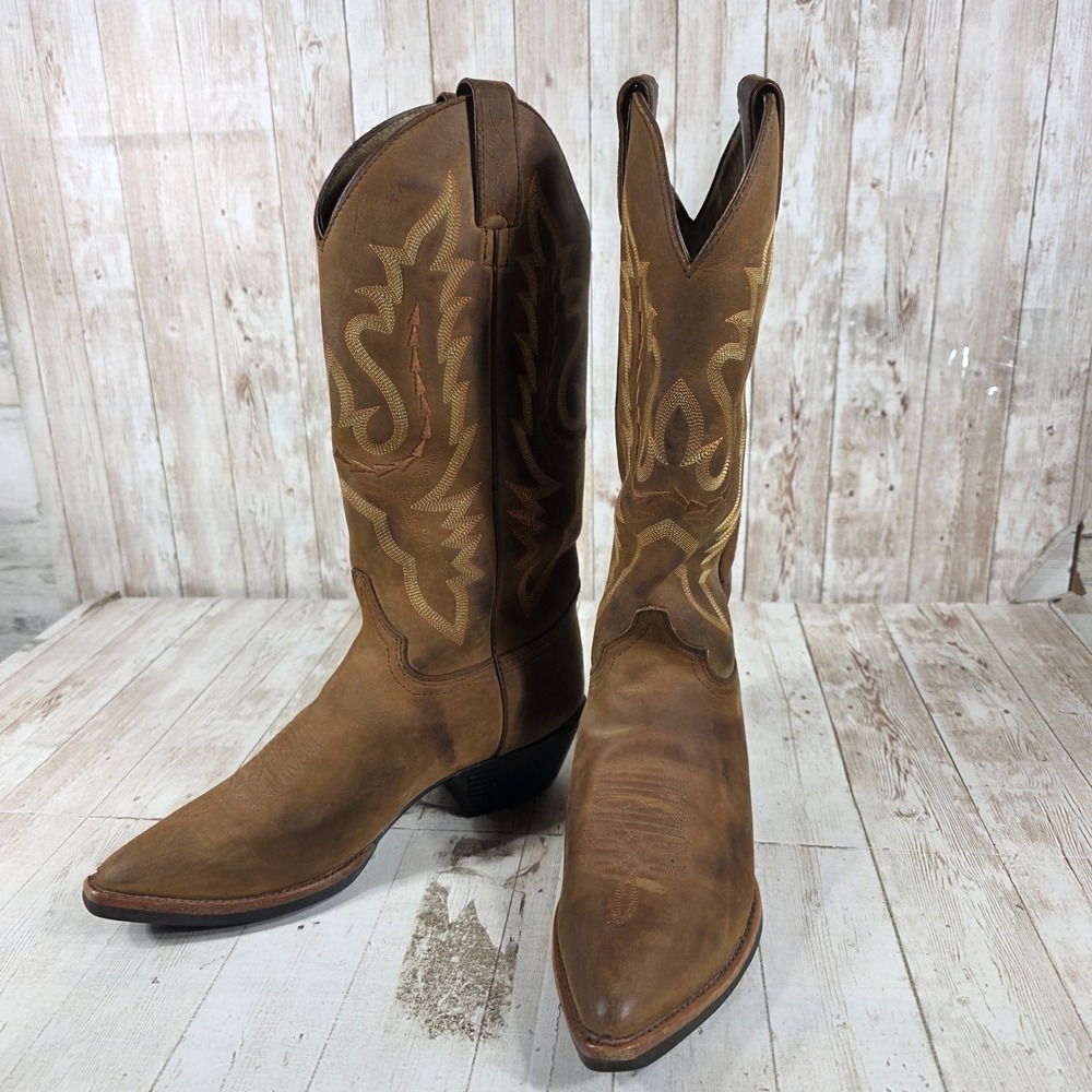 Justin L4956 Womens Brown Leather Pointed Toe Western Boots Size 6.5B - Picture 5 of 8